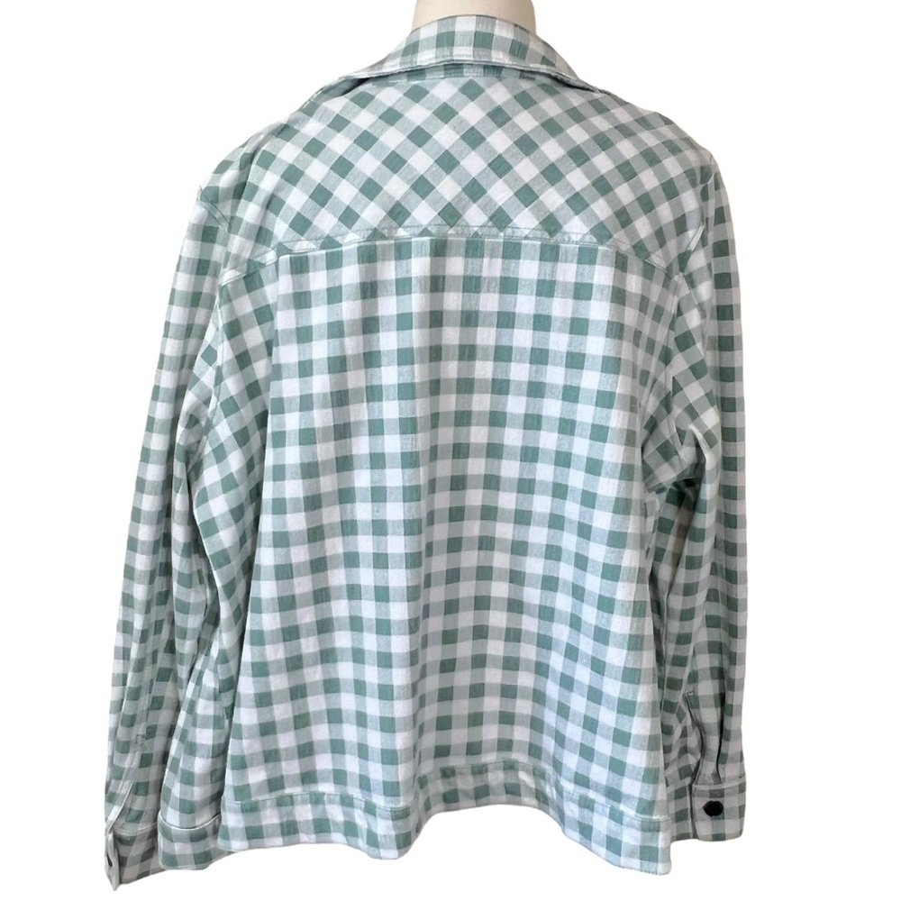 Isaac Mizrahi True Denim Gingham Jean Jacket Soft Spruce - Picture 9 of 9